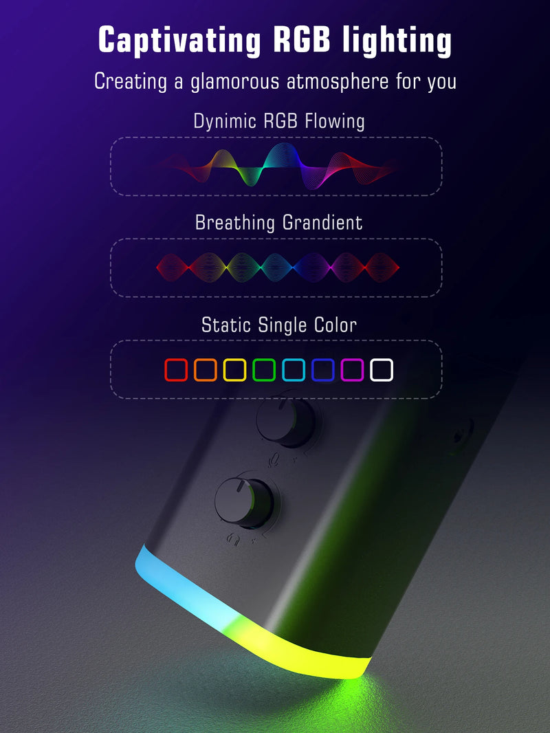 FIFINE Dynamic XLR Microphone Kit with Boom Arm for Mixer,Gaming USB Mic Set with RGB,Volume Control for PC PS5/4 AmpliGame AM8T