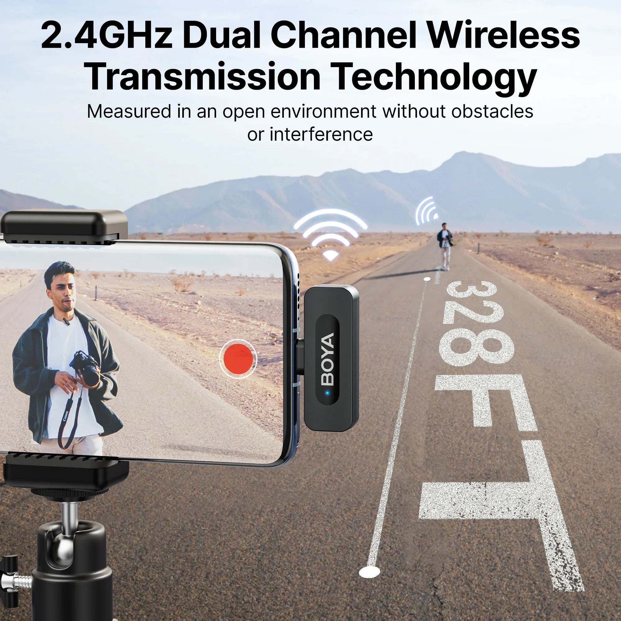 BOYA BY-V3 Wireless Lavalier Lapel Mirophone Noise-cancelling Rechargeable Mic for iPhone Android Camera Live Streaming Vlogging