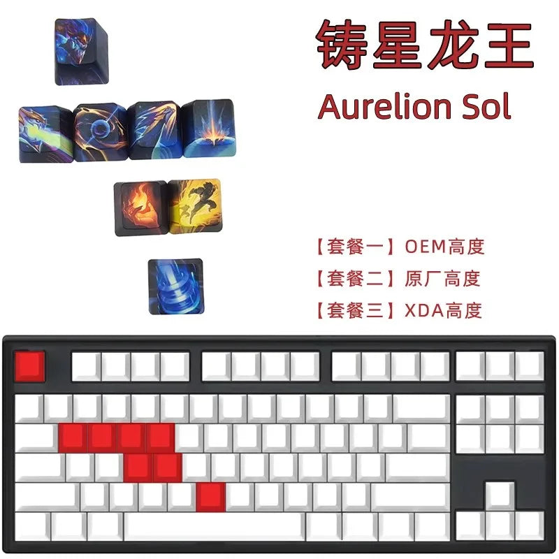 1 Set LOL Keycaps For MX Switch PBT 5 Sides Dye Subbed Keycap All Champions Can Be Customized OEM Cherry XDA Profile Key Cap