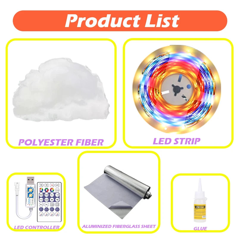 3D Big Cloud Lightning Light 360 Degree Wireless Remote APP Music Sync Multicolor Lightning Smart Cloud Light For Home LED Decor