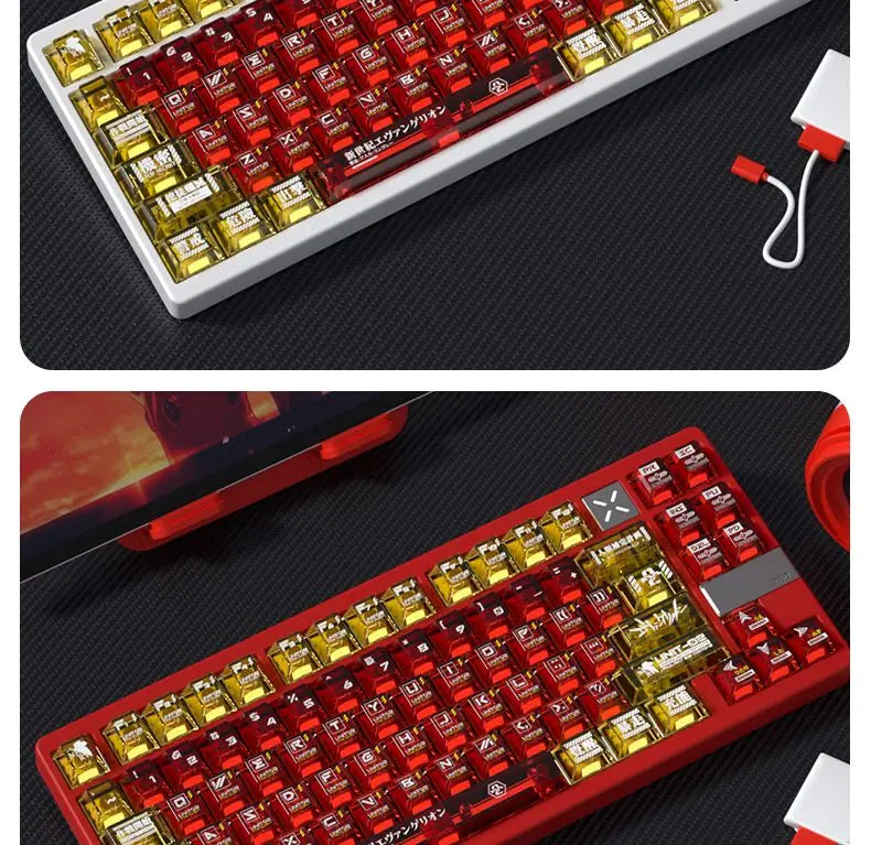 Anime Keycap Set PBT Five-sided Sublimation Ergonomic Original Height Asuka Langley Soryu Mechanical Keyboard Translucent Keycap