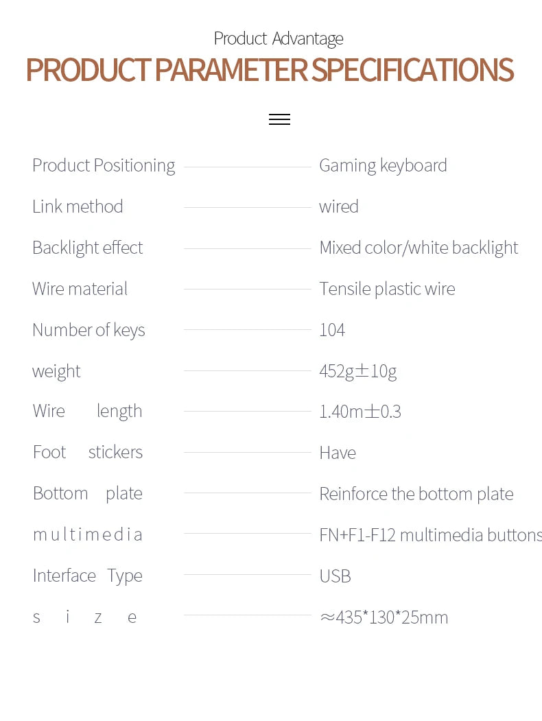 104 Keys Gaming Keyboard Wired Keyboard Color Matching Backlit Mechanical Feel Computer E-sports Peripherals for Desktop Laptop