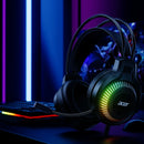 Acer OHW303 Headsets Gamer 7.1 Stereo Virtual Surround Bass Earphone Gaming Headphone with Mic LED Light for Computer PC Gamer
