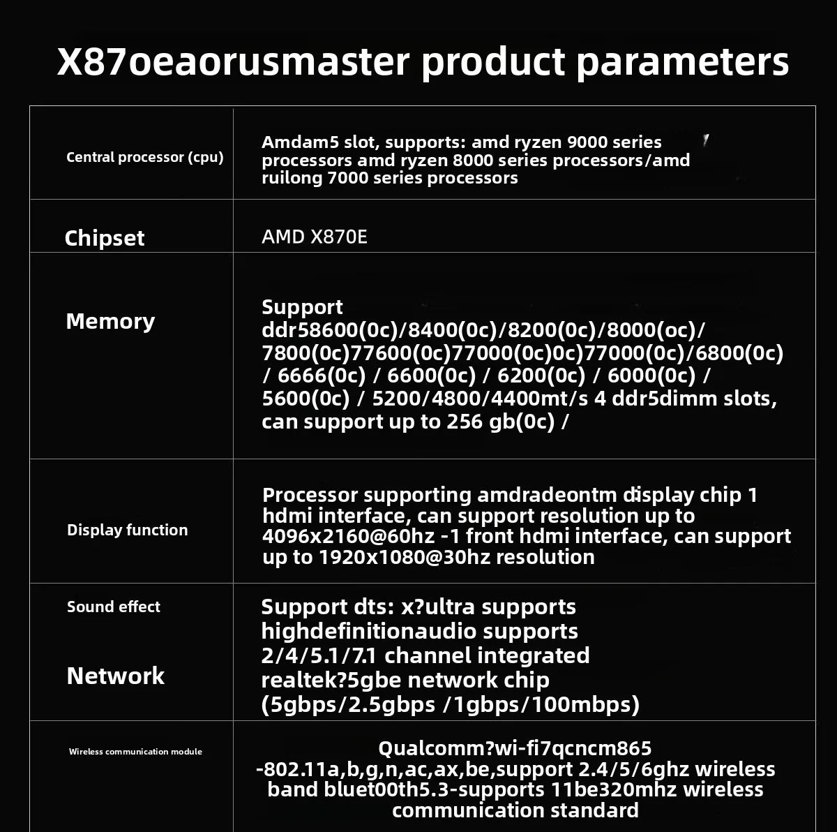 Super Carving X870E AORI MASTER computer main board for support AM5 9000CPU