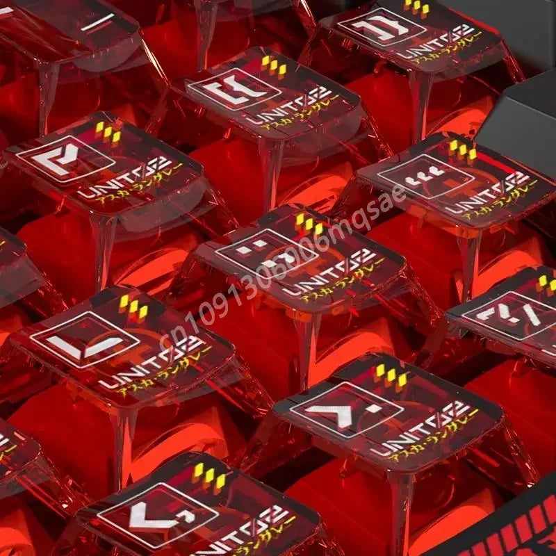 Anime Keycap Set PBT Five-sided Sublimation Ergonomic Original Height Asuka Langley Soryu Mechanical Keyboard Translucent Keycap