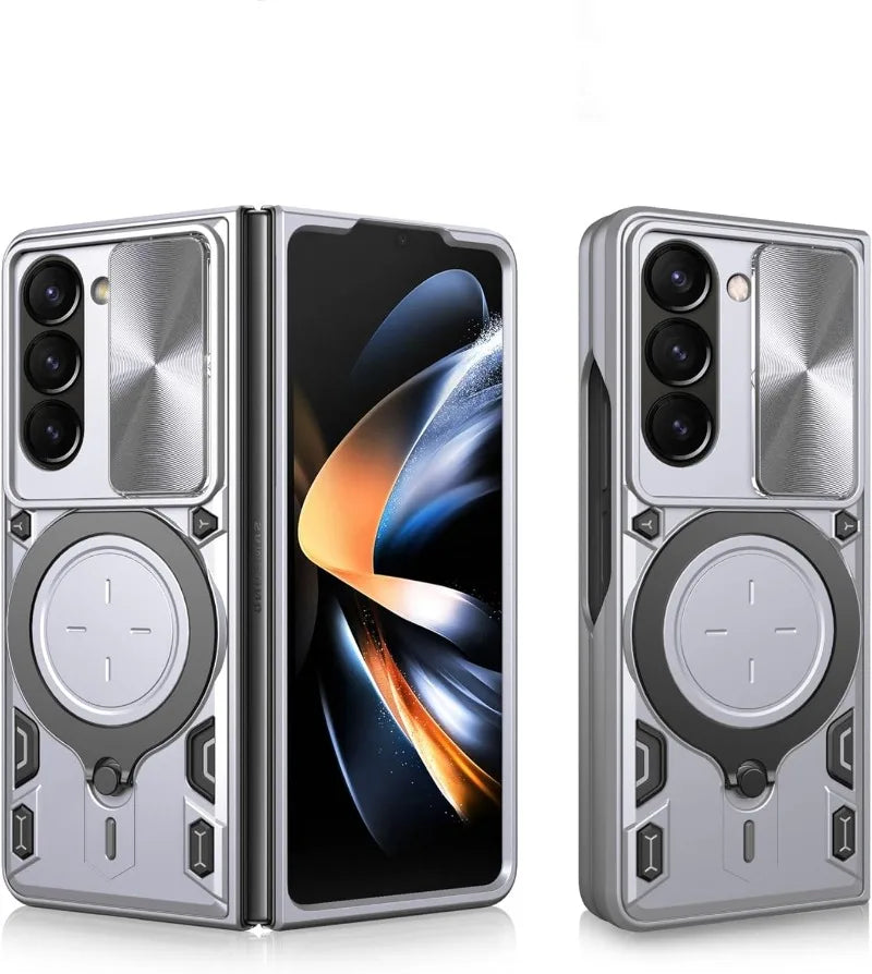 Case For Samsung Galaxy Z Fold 7 6 5 Magnetic Rota Camera Slide Protector Ring 360 Stand Cover Capa Fundas