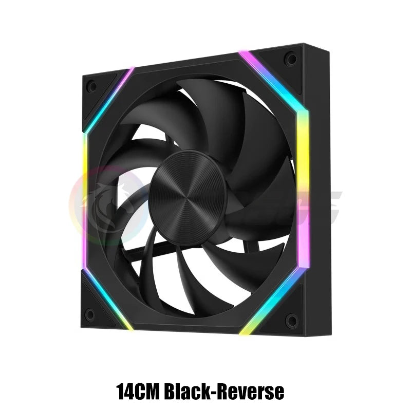 140 RGB Case Fan, 14025 Silent 6-30dBa 89CFM Big Airflow, 14CM Cabinet Cooler Support 5V ARGB SYNC, Forward Or Reverse Blades