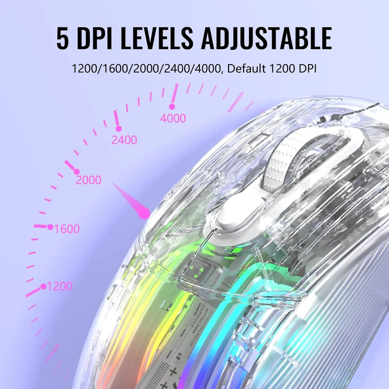 ATTACK SHARK X2Pro Wireless Gaming Mouse with RGB Charging Dock,Tri-Mode Mute Mouse RGB Backlit,Transparent Shell,PixArt 3212