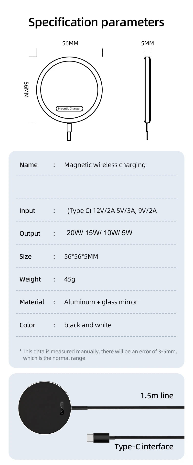Magnetic Wireless Charger Induction 20W Fast Charging Station For iPhone 15 14 13 12 11 Pro Max X XS XR 8 Plus Phone Airpods Pro