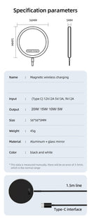 Magnetic Wireless Charger Induction 20W Fast Charging Station For iPhone 15 14 13 12 11 Pro Max X XS XR 8 Plus Phone Airpods Pro