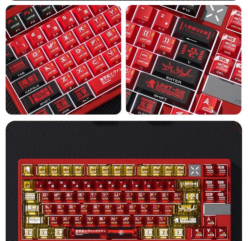 Anime Keycap Set PBT Five-sided Sublimation Ergonomic Original Height Asuka Langley Soryu Mechanical Keyboard Translucent Keycap