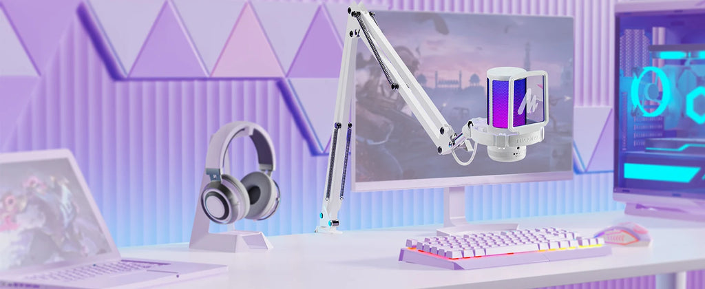 Maono Gamerwave DGM20S USB Microphone Gaming Mic Condenser Mic RGB Mic Noise Canceling Mic with Mic Gain,RGB Light,One key mute