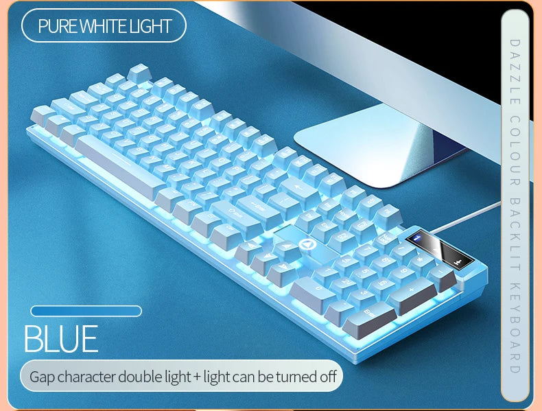 104 Keys Gaming Keyboard Wired Keyboard Color Matching Backlit Mechanical Feel Computer E-sports Peripherals for Desktop Laptop