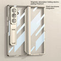 Ultra-thin Transparent Plated Frame Stand Holder with Glass Protective Film Case for Samsung Galaxy Z Fold 7 fold7 Protect Cover