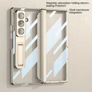 Ultra-thin Transparent Plated Frame Stand Holder with Glass Protective Film Case for Samsung Galaxy Z Fold 7 fold7 Protect Cover