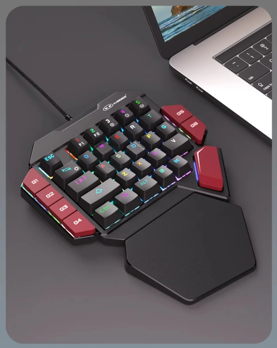 MiFuny Professional FPS Gaming Wired Mechanical One-Handed Keyboard and Mouse Set with RGB Backlit for PUBG CSGO Keyboard Kit