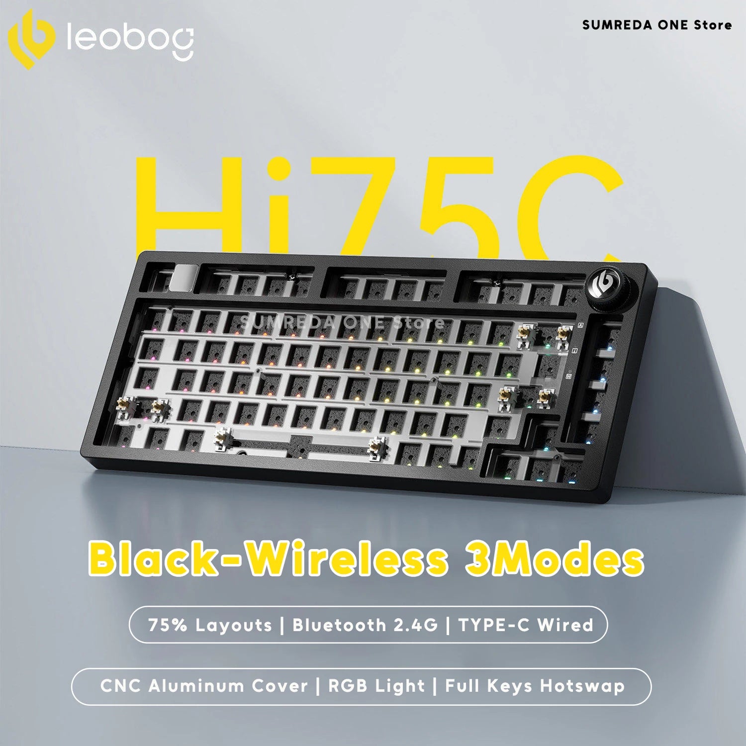 Leobog Hi75C Pro Aluminum Gasket Mechanical Keyboard | Wireless Tri-Mode, Hot-Swap & RGB | 75% Custom Gaming Keyboard