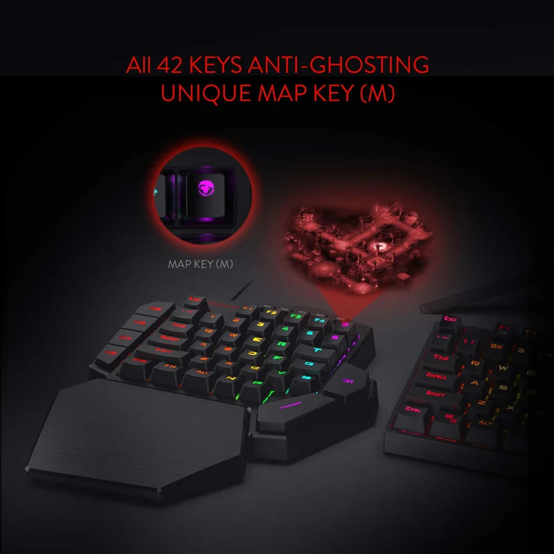 Redragon K585 DITI One-Handed RGB Mechanical Gaming Keyboard,Wrist Rest 42 Keys Type-C Professional Gaming Keypad Hot-Swappable