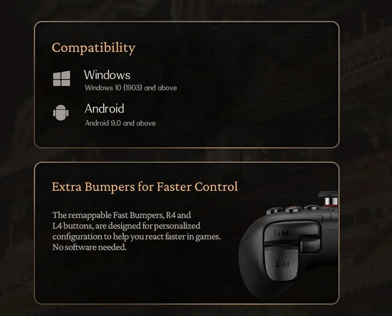 8BitDo Ultimate 2C Gamepads PC Black Myth Wukong Wireless or Wired Gaming Controller Windows 10 11 Steam Raspberry Pi Android