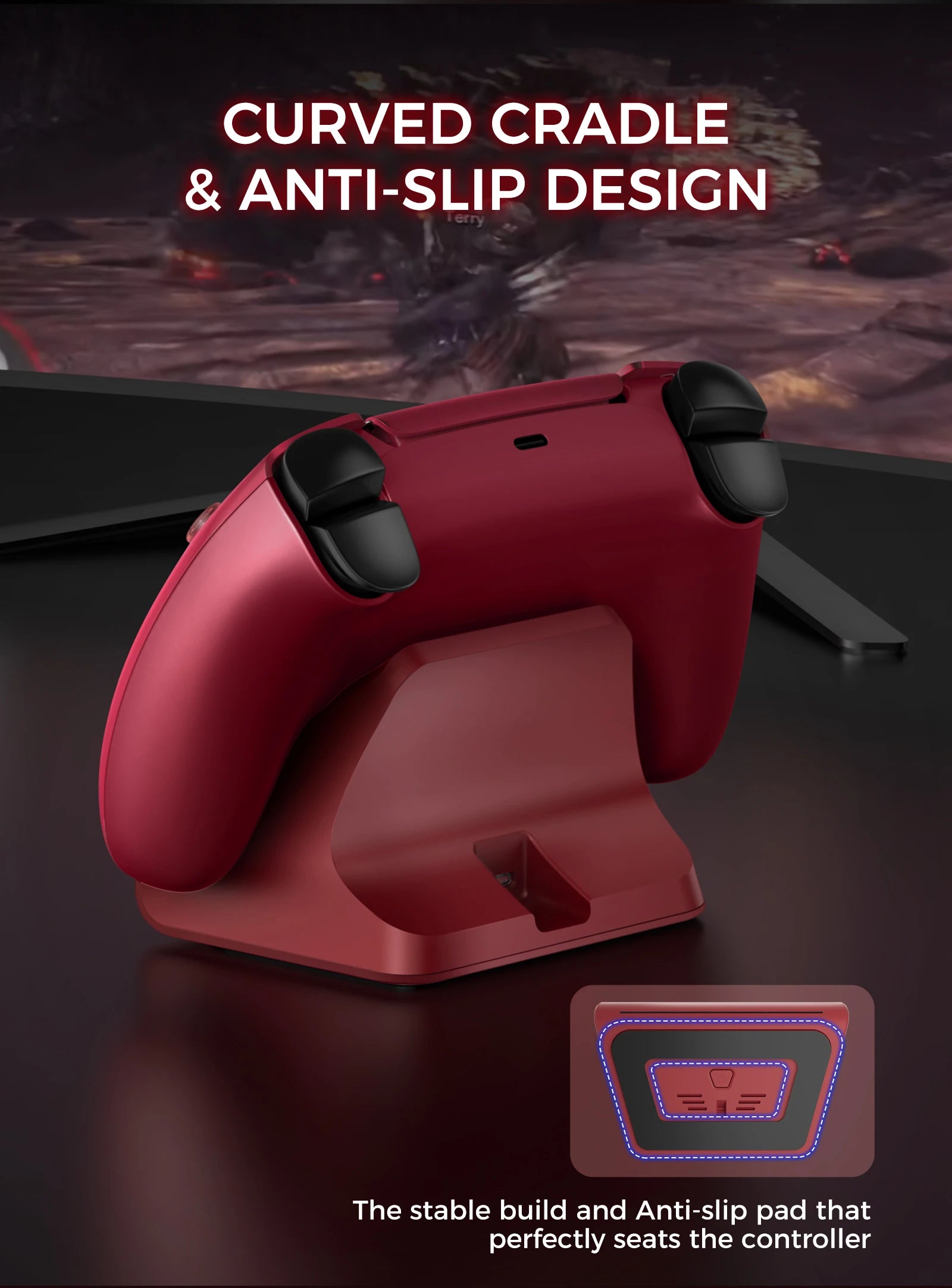 IINE Charging Station for PS5 Controller, Anti-slip Design, LED Indicator, Overcharge Protection, Fast Charging