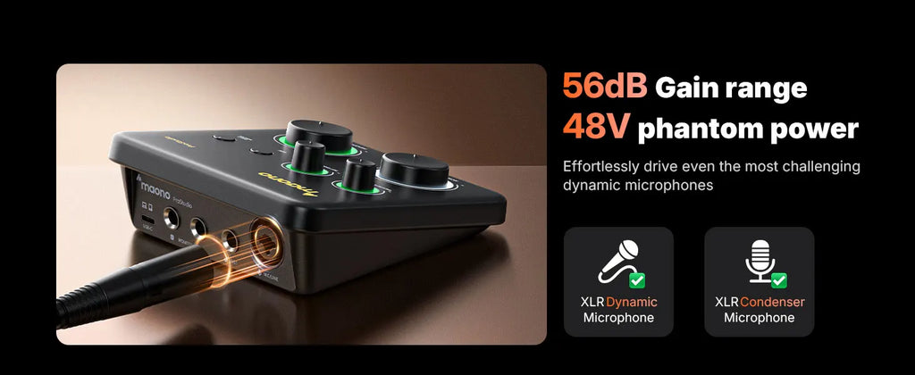 MAONO PS22 Lite USB Audio Interface for PC XLR Input Portable Recording Streaming Equipment Sound Card for Music Guitar DAW