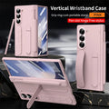 Wristband Holder Hinge Phone Case For Samsung Galaxy Z Fold 7 6 5 4 3 With Pen Slot & S Pen Screen Protector Film Protect Cover