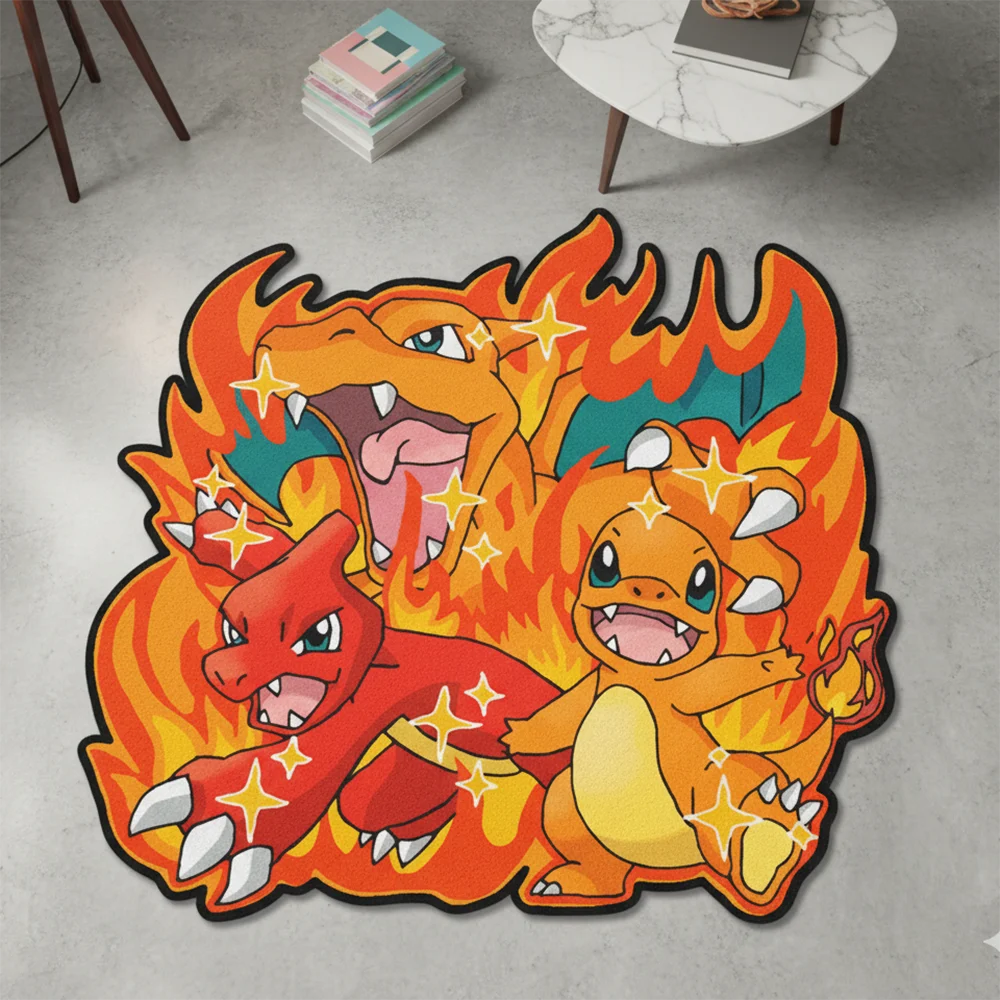 Area Rug  Anime Pikachu Charizard Squirtle Bulbasaur Gengar Mewtwo Pokémon Super Cool Handmade Printed Carpet for Home Decor
