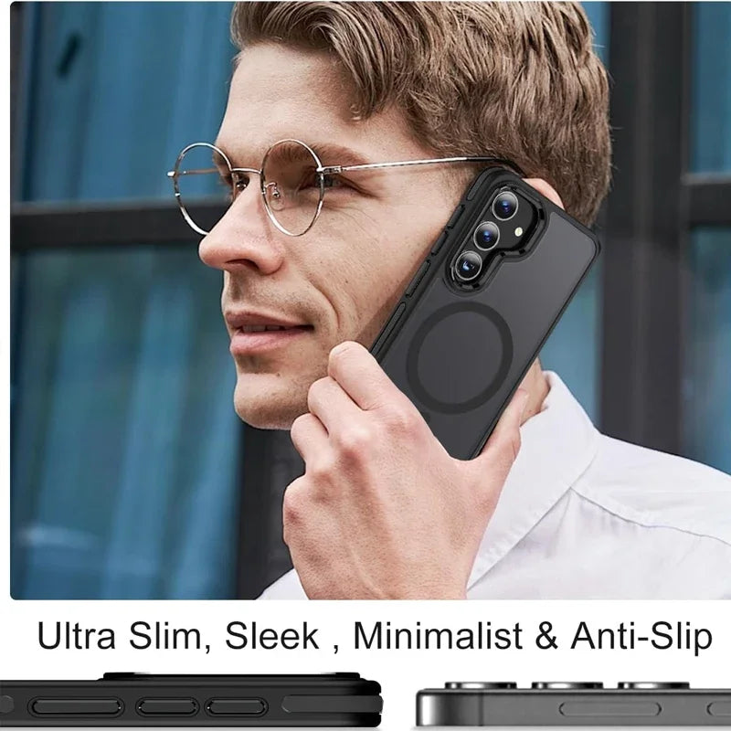 UYUXIO Magnetic Stand Mobile Phone Case for Samsung Galaxy S25 Ultra S24 S23 FE S22 Plus Cover with Kickstand Cases with Holder