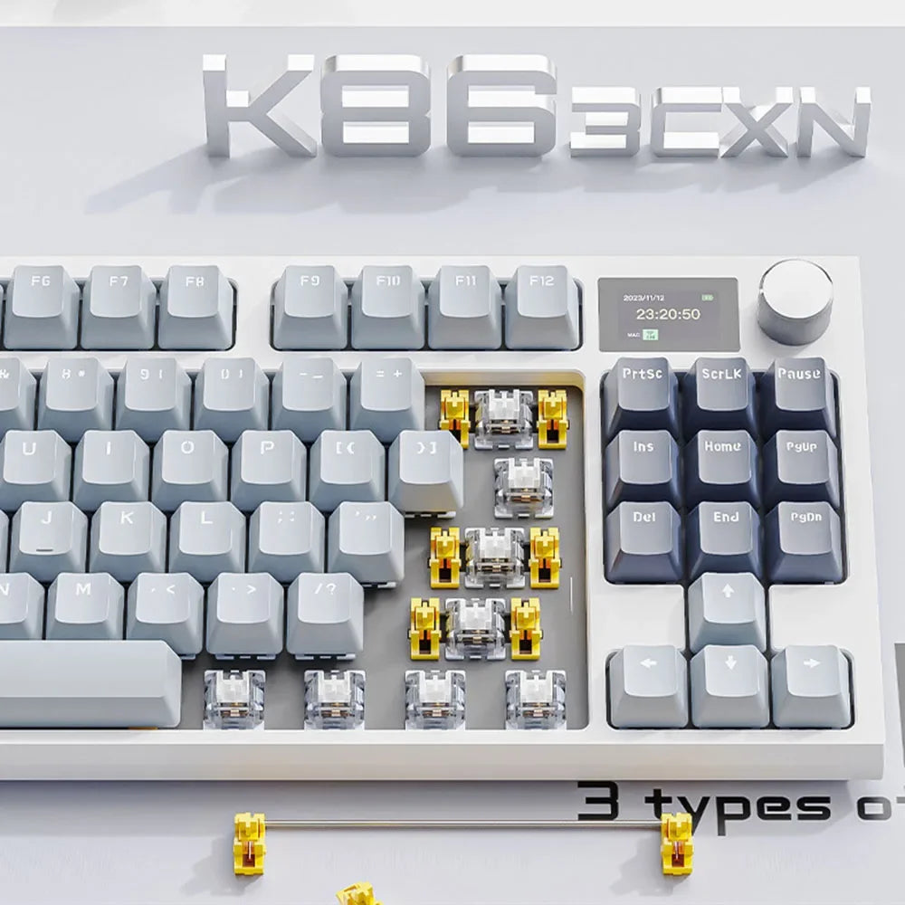 Attack Shark K86 Tri-Mode Wireless Mechanical Keyboard | RGB, Hot-Swappable, Metal Knob, TFT Display & Macro Support