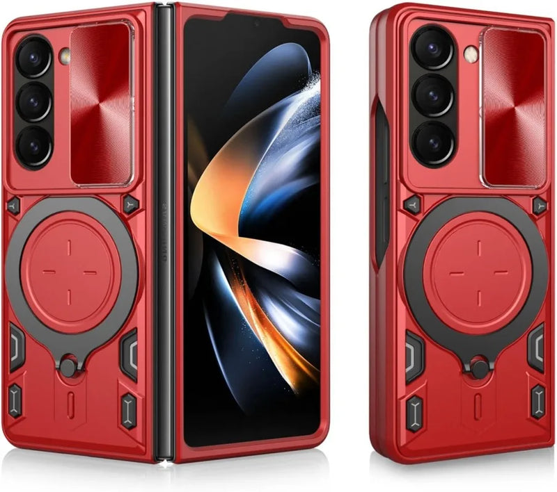 Case For Samsung Galaxy Z Fold 7 6 5 Magnetic Rota Camera Slide Protector Ring 360 Stand Cover Capa Fundas