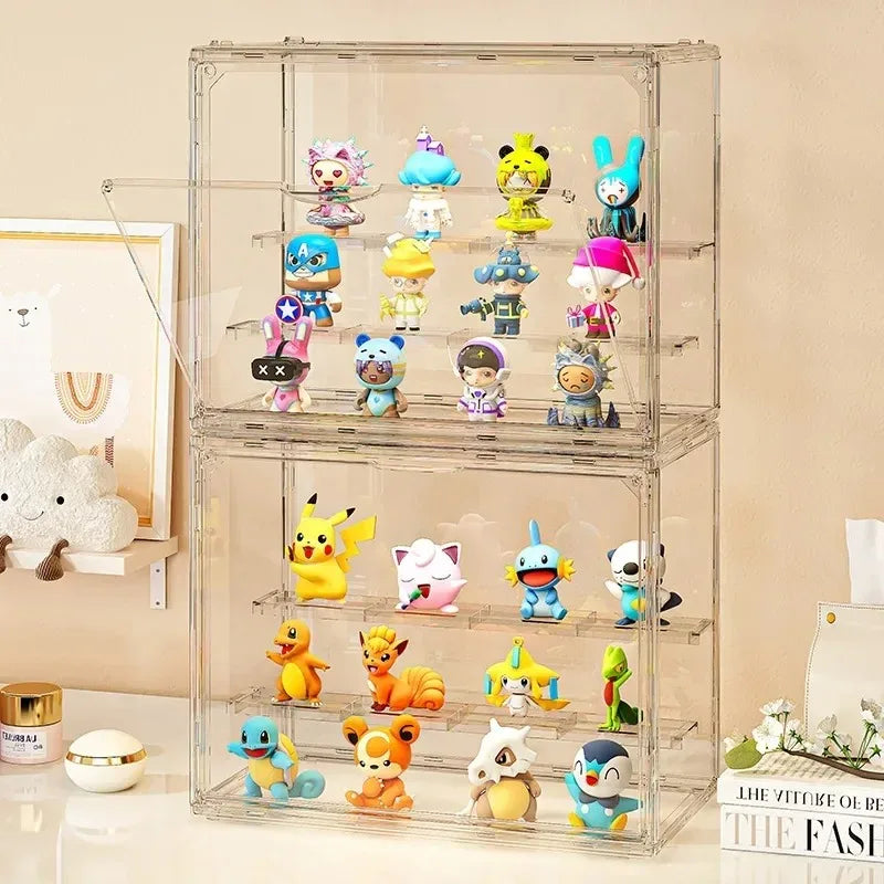Large Capacity Dustproof Acrylic Display Case Blind Box Collectible Action Figure Mini Doll Desktop Storage Showcase Organizer