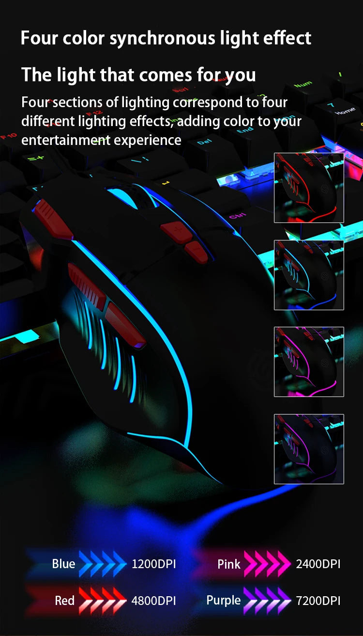 K-Snake Q6 Wired USB Gaming Mouse Desktop PC/Notebook Home Office Glow 8 Button Mouse 7200DPI Macro Programming