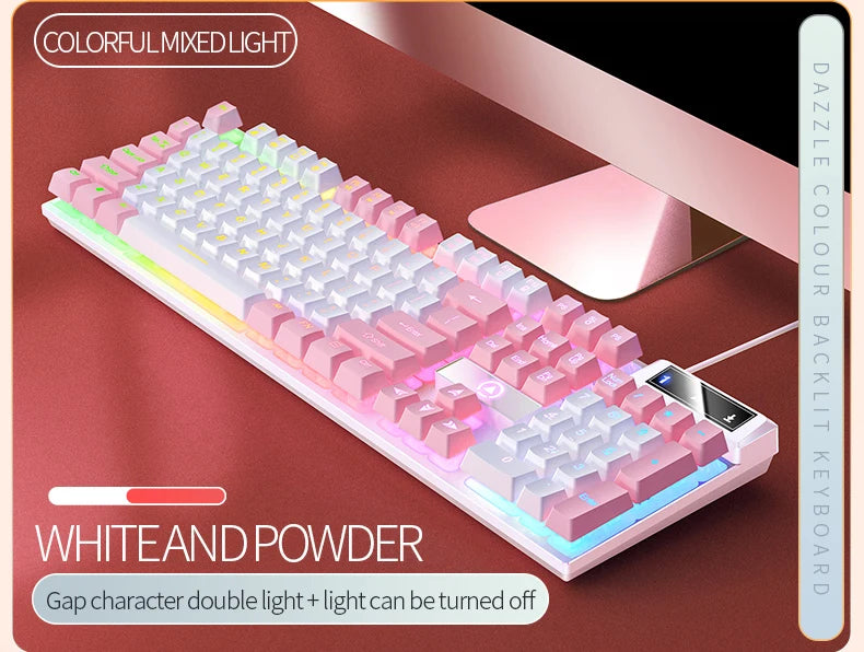 104 Keys Gaming Keyboard Wired Keyboard Color Matching Backlit Mechanical Feel Computer E-sports Peripherals for Desktop Laptop