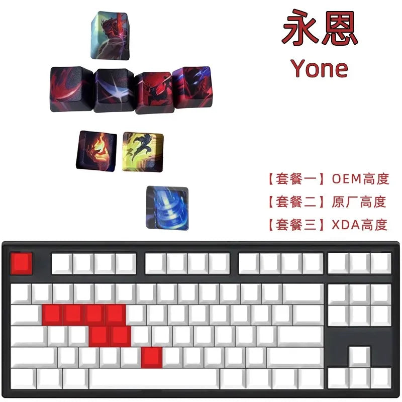 1 Set LOL Keycaps For MX Switch PBT 5 Sides Dye Subbed Keycap All Champions Can Be Customized OEM Cherry XDA Profile Key Cap