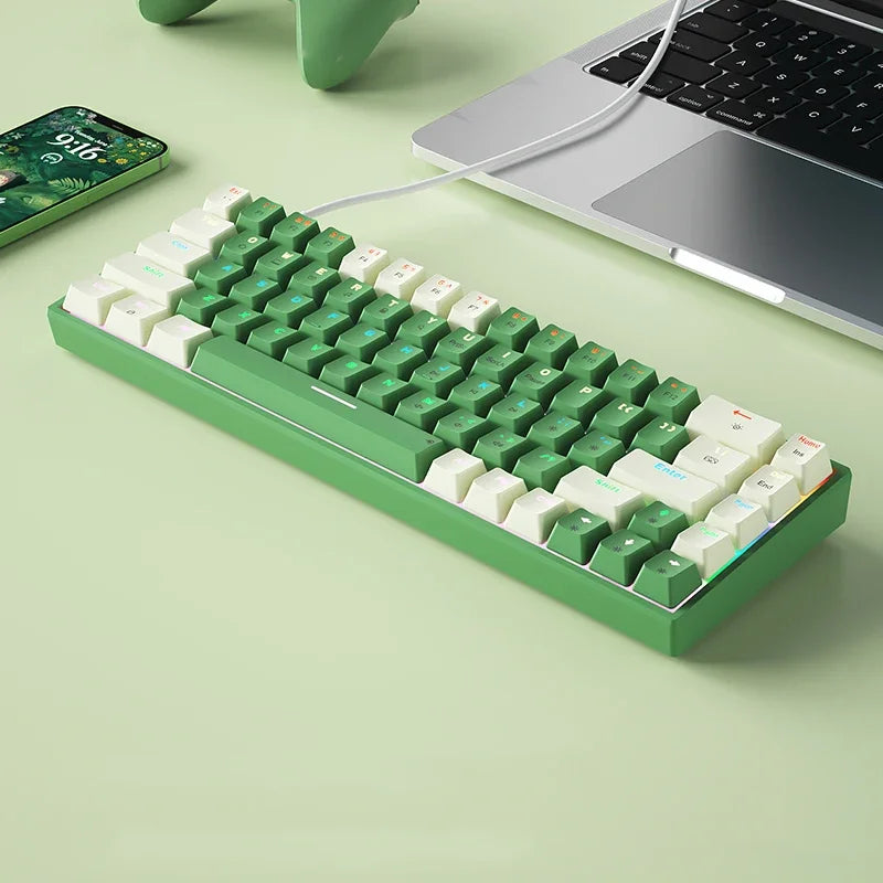 Wired Mechanical Keyboard Ergonomics 68 Keys RGB Hotswap Type-C Gaming Keyboard PBT Keycaps Keyboards For PC Computer Laptop