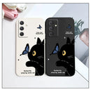 Cat Butterfly Phone Case For Samsung Galaxy A55 A35 A25 A15 A16 A06 A05 A05S A54 A34 A24 A14 A04 A04S A04E 4G 5G Cover