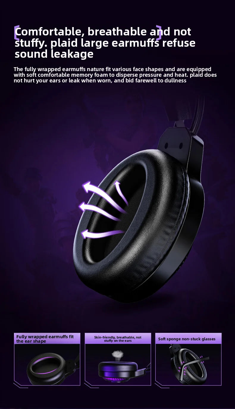 Acer OHW303 Headsets Gamer 7.1 Stereo Virtual Surround Bass Earphone Gaming Headphone with Mic LED Light for Computer PC Gamer