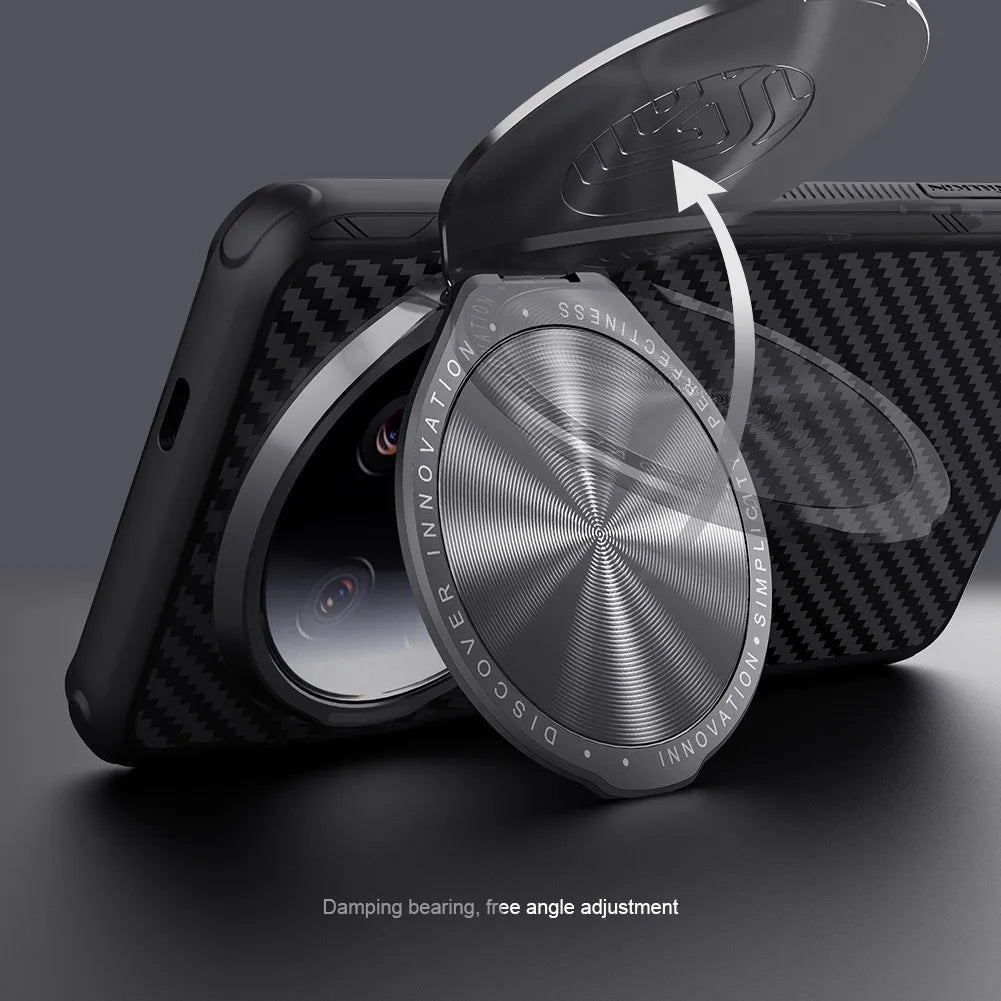 Nillkin For Xiaomi 14 15 Ultra Case CarboProp Aramid Fiber Magnetic Kevlar Aluminium Alloy Camera Lens Stand Cover