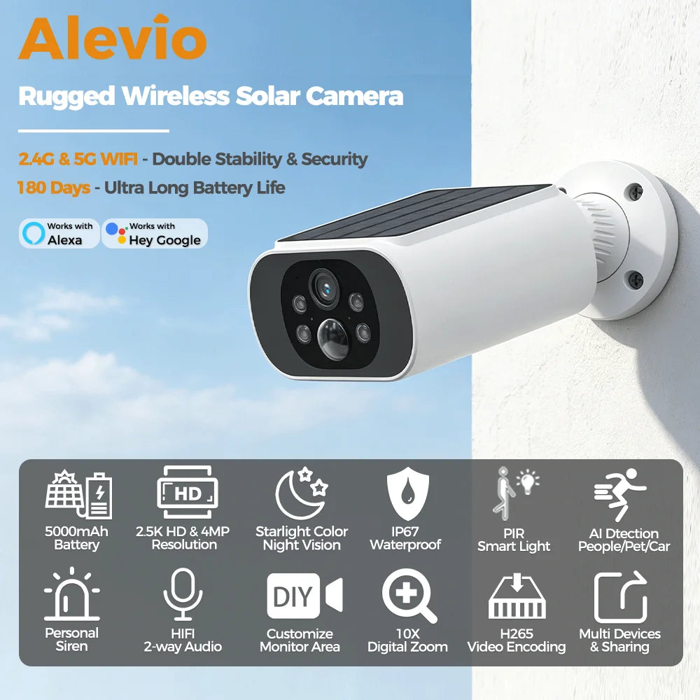 Solar Camera WIFI Outdoor Wireless Security Cam 2.5K Ultra Standby Time PIR Smart Light Color Night Vision AI Detect Battery Cam