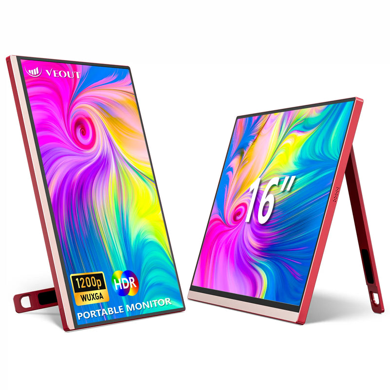 16" VEOUT Portable Monitor 1920 * 1200P IPS 16:10 Laptop Monitor with USB-C, Freesync HDMI Gaming Monitor Featuring a Kickstand