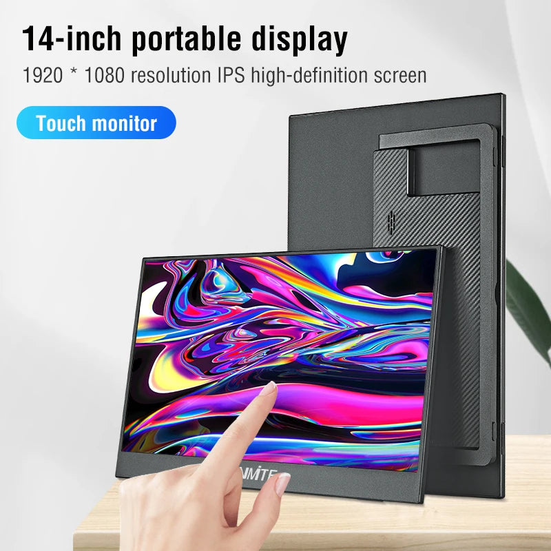 Anmite 14 Inch Touch Screen Portable Monitor 100%sRGB 400cd/m2 Gaming Computer Expand Display For XBox PS4/ 5 Switch Loptop
