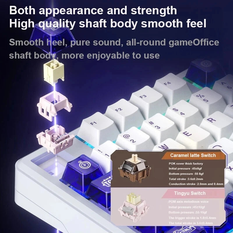 AULA L99 Mechanical Keyboard Intelligent Screen Wireless Bluetooth Gasket Structure Gaming Keyboard RGB  Lighting Night Vision