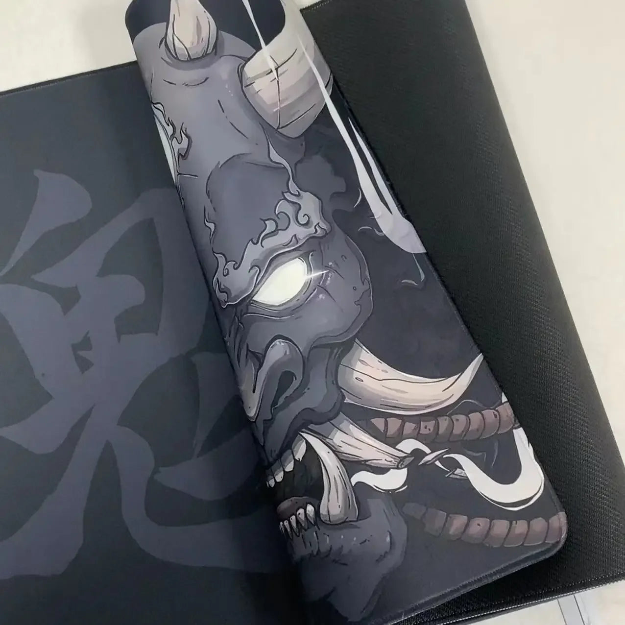 Japanese Anime Black Oni Mouse Pad Gamer Desk Mat 900x400 Non-Slip Rubber Large Playmat for Office Gaming Accessories for Gamer
