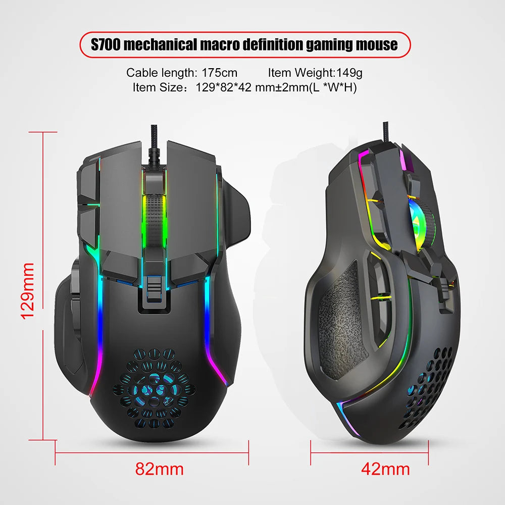 New USB Gaming Mouse Computer Mouse RGB Backlight Mause Gamer 10 Buttons Programming 7200dpi Ergonomic Gaming Mouse For Computer