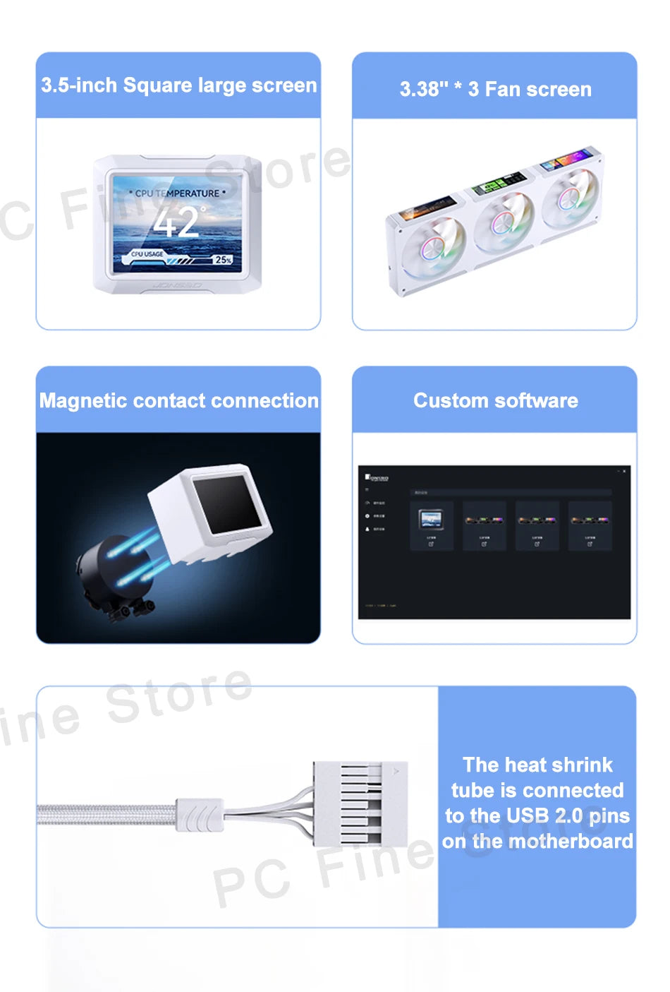 Jonsbo TF3-360SCW Water Cooled Radiator Screen Display ARGB Integrated 360 AIO CPU Liquid Cooling TF3-360SC LGA115X 1700 AM4AM5