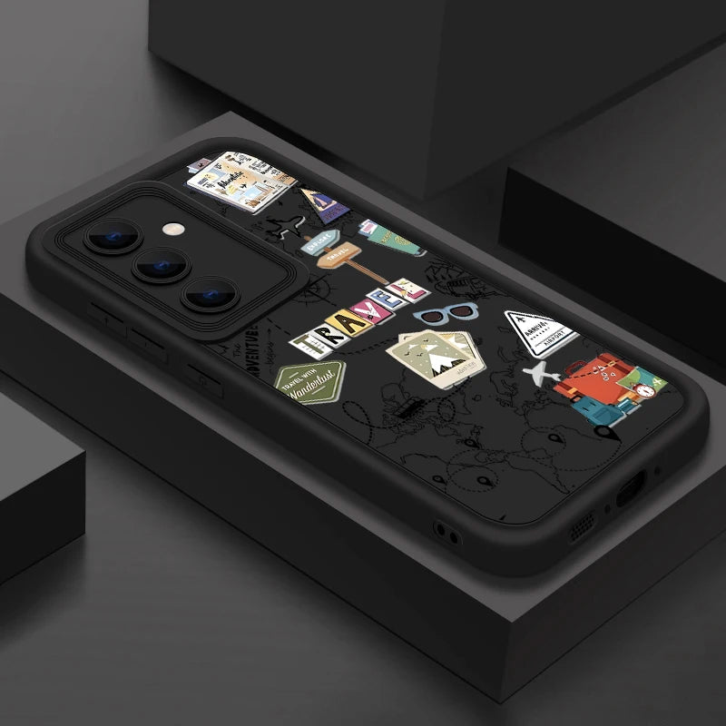 Travel Map Pattern TPU Case For Samsung Galaxy S25 Edge S22 S23 Ultra S24 FE A56 A36 A26 A55 A16 A15 A35 A25 A54 5G Phone Cover