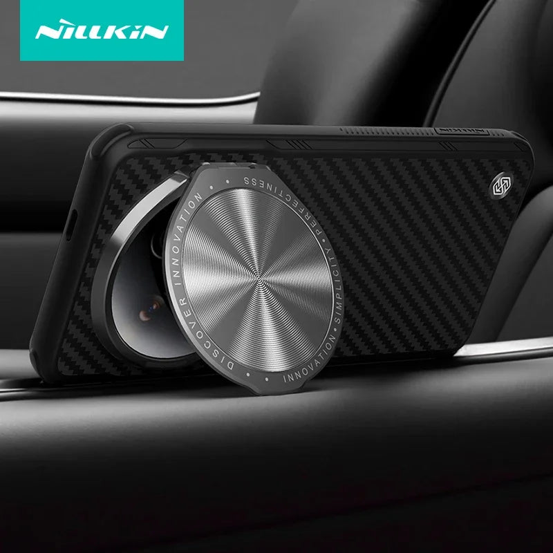 Nillkin For Xiaomi 14 15 Ultra Case CarboProp Aramid Fiber Magnetic Kevlar Aluminium Alloy Camera Lens Stand Cover