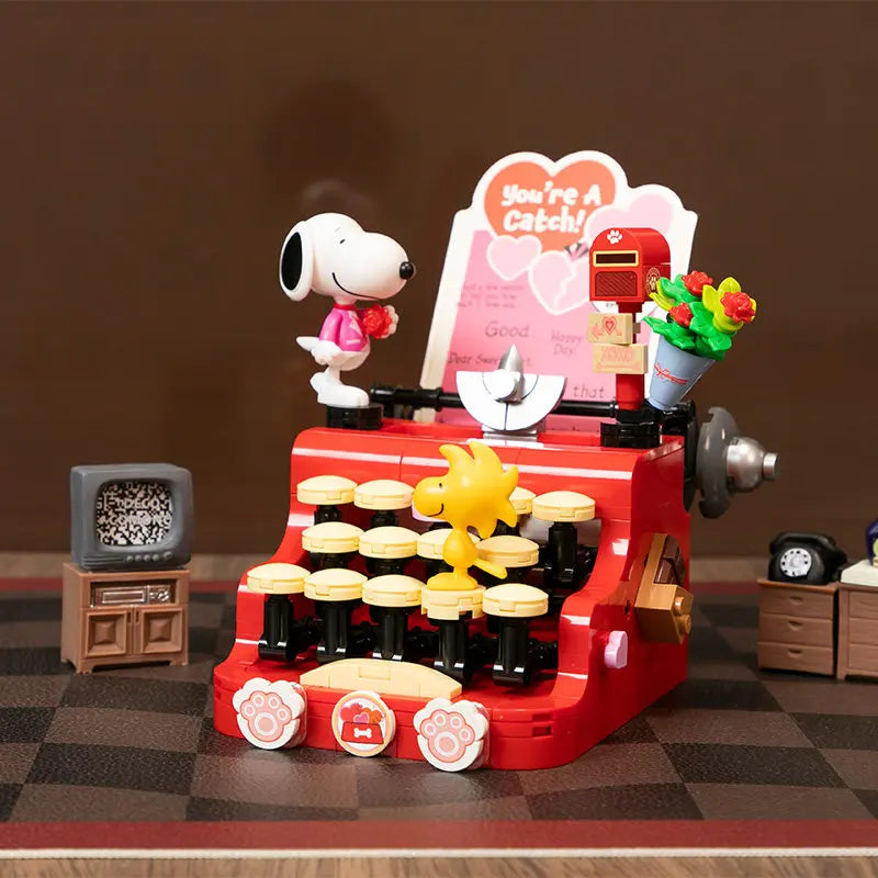 Pantasy Snoopy Series Retro Robotic Anime Peripheral Educational Building Blocks Ornaments Toys Children's Gifts