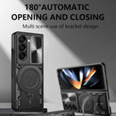 Case For Samsung Galaxy Z Fold 7 6 5 Magnetic Rota Camera Slide Protector Ring 360 Stand Cover Capa Fundas