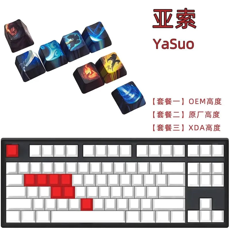 1 Set LOL Keycaps For MX Switch PBT 5 Sides Dye Subbed Keycap All Champions Can Be Customized OEM Cherry XDA Profile Key Cap